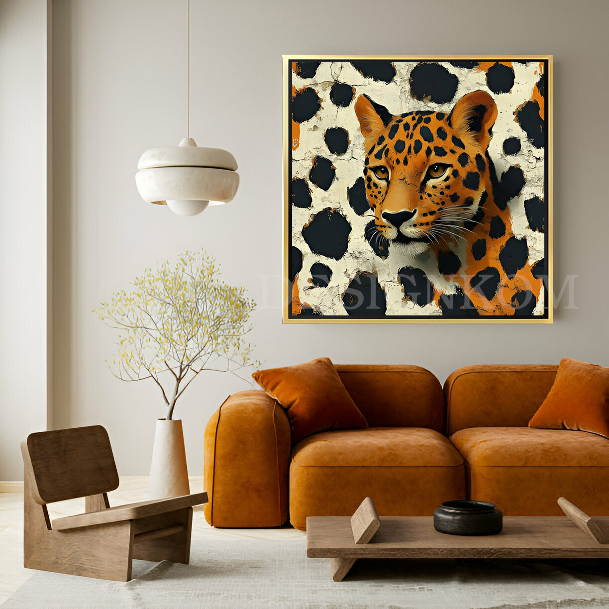 Leopard with Textured Background
