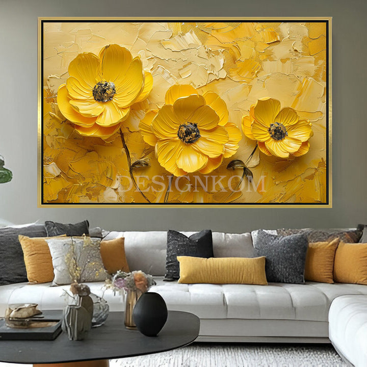 yellow flowers relief