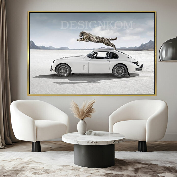 Jaguar Vintage Car & Cheetah