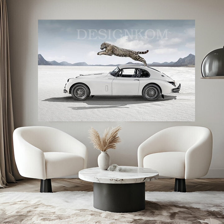 Jaguar Vintage Car & Cheetah