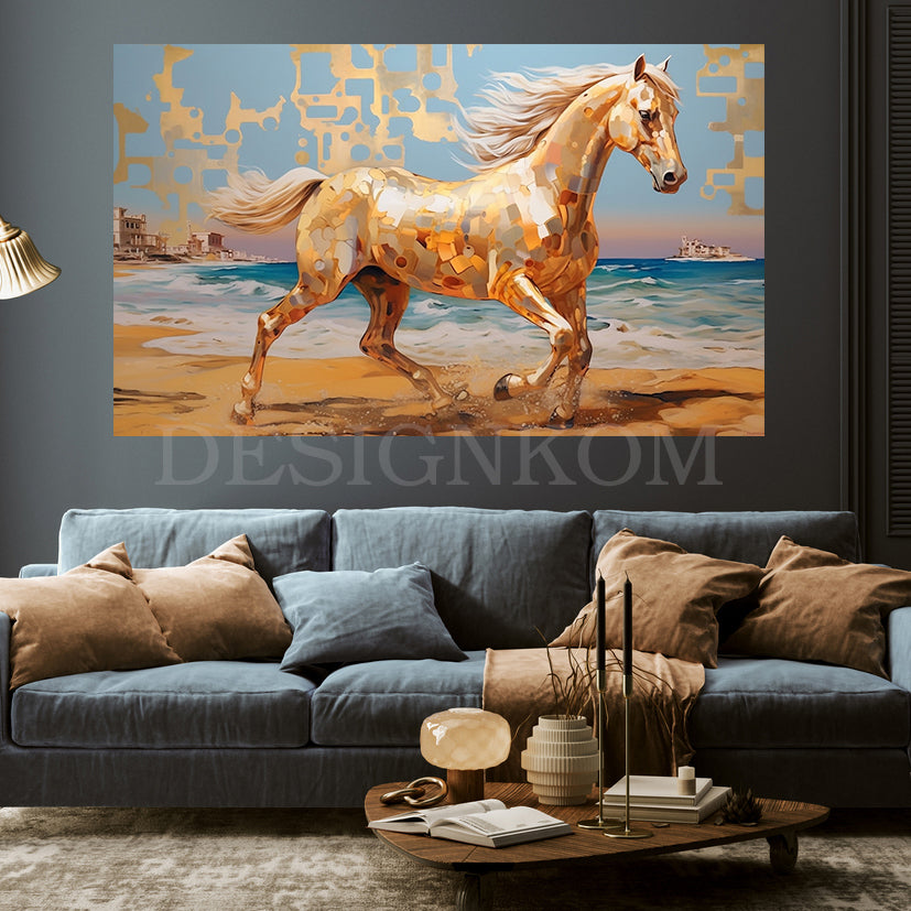 golden horse gallop beach