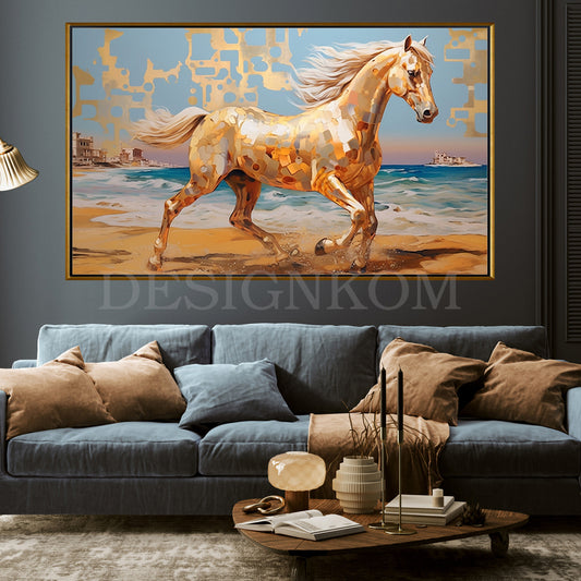 golden horse gallop beach