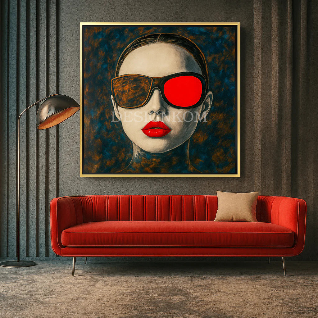 Woman Red Glasses