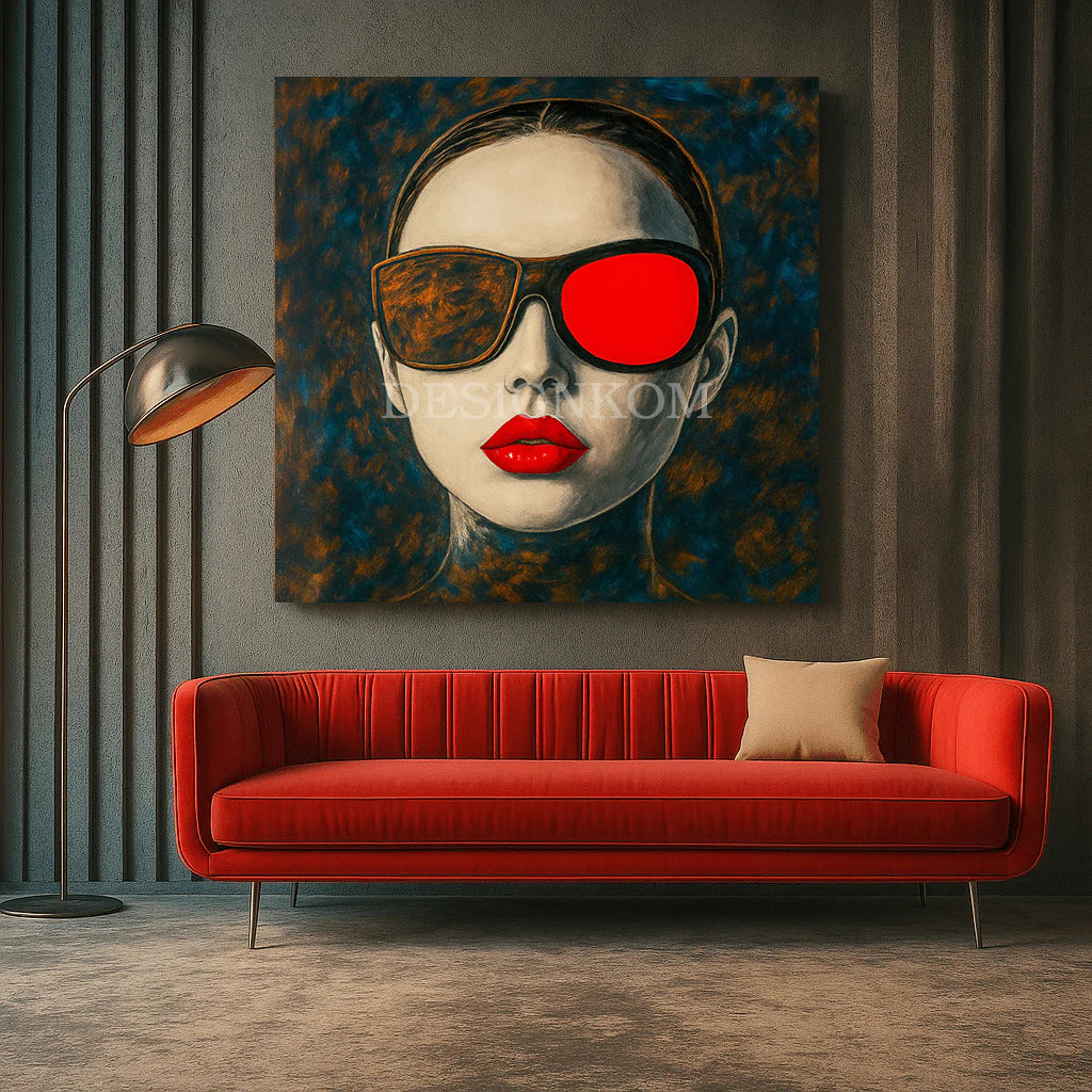 Woman Red Glasses