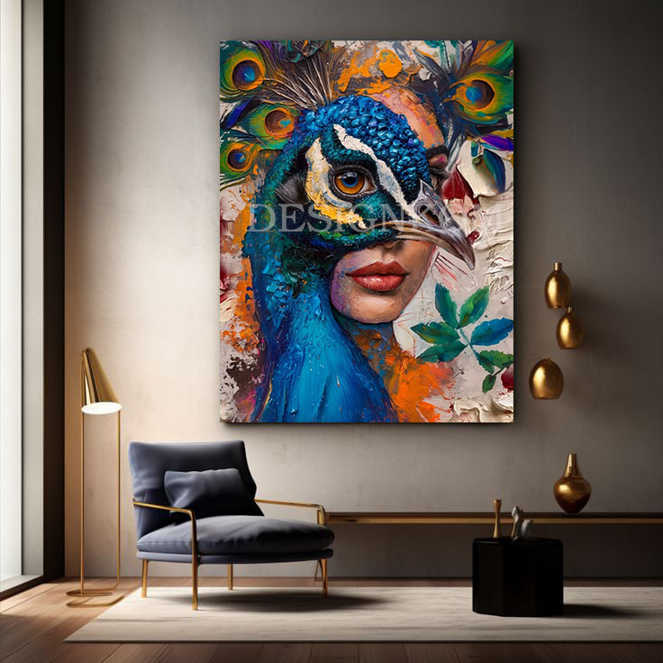 Peacock & Woman attached