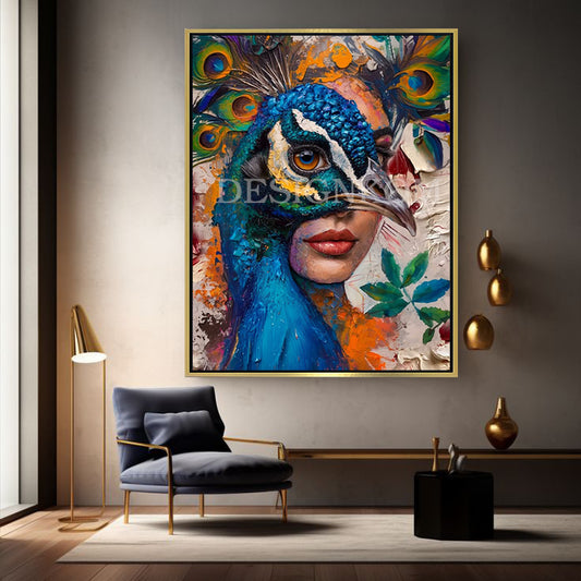 Peacock & Woman attached