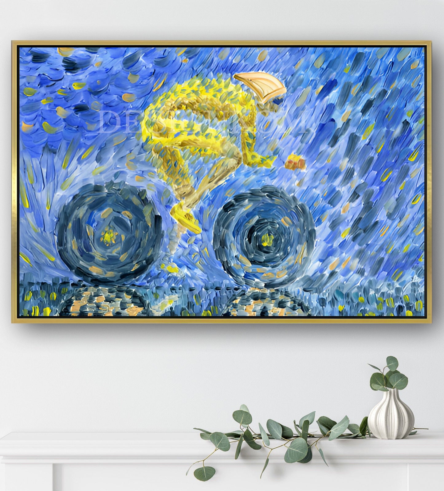 cyclist in Van Gogh style