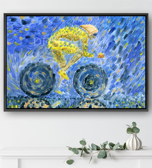 cyclist in Van Gogh style