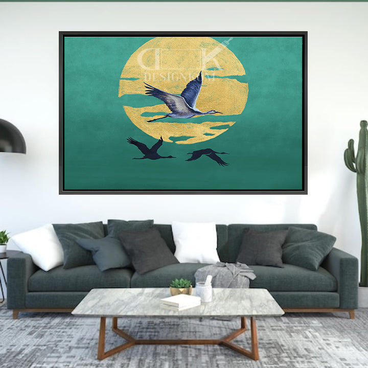 Birds and Golden Moon