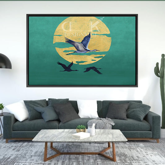 Birds and Golden Moon