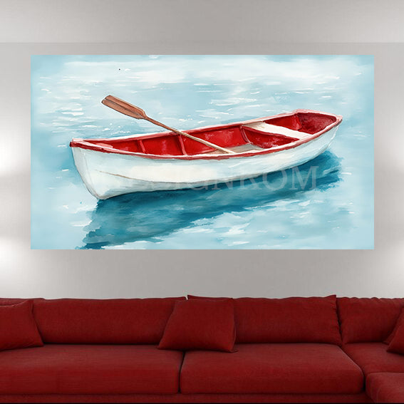 red boat on the water