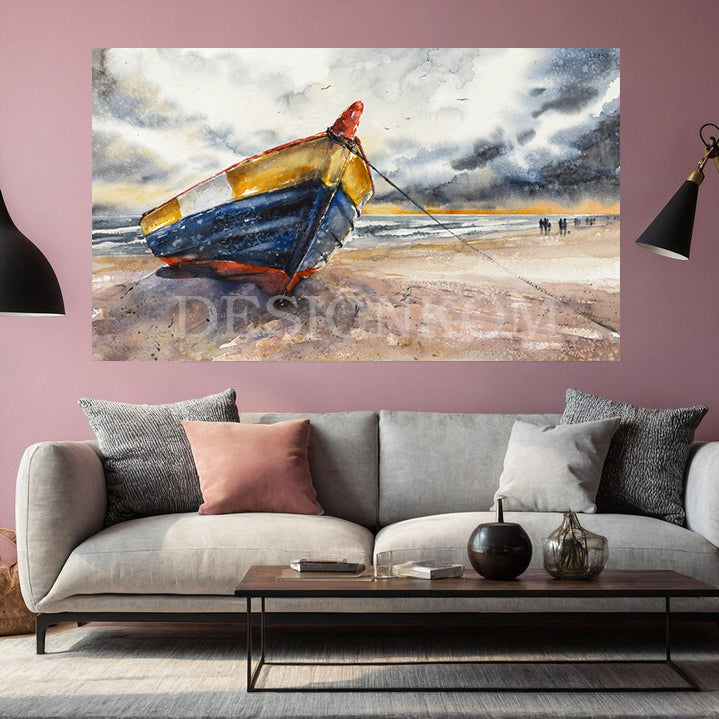 beach watercolor seascape