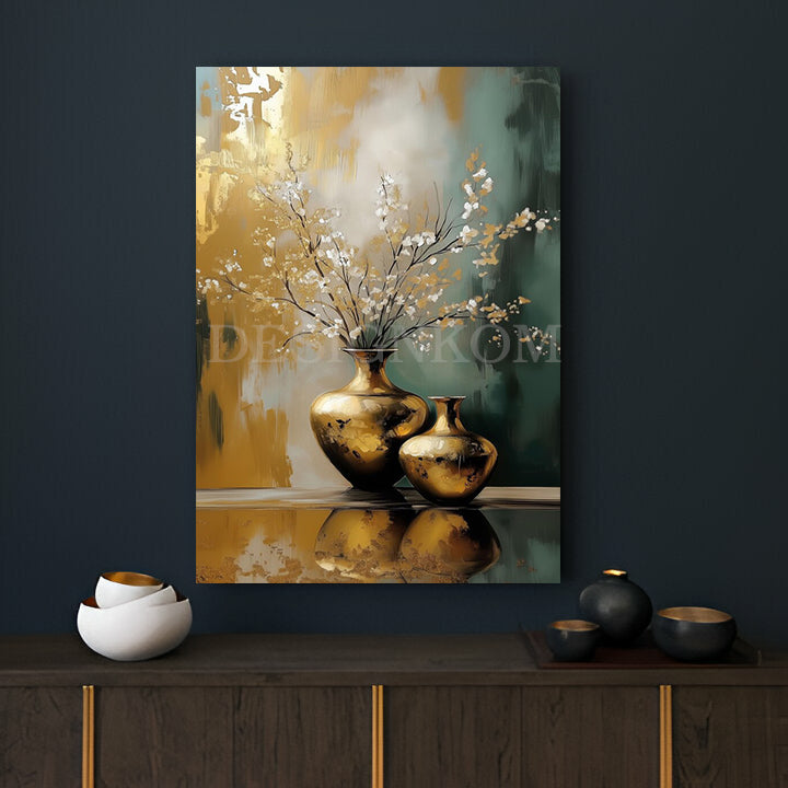 Elegant Golden Vase & Flowers