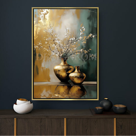 Elegant Golden Vase & Flowers