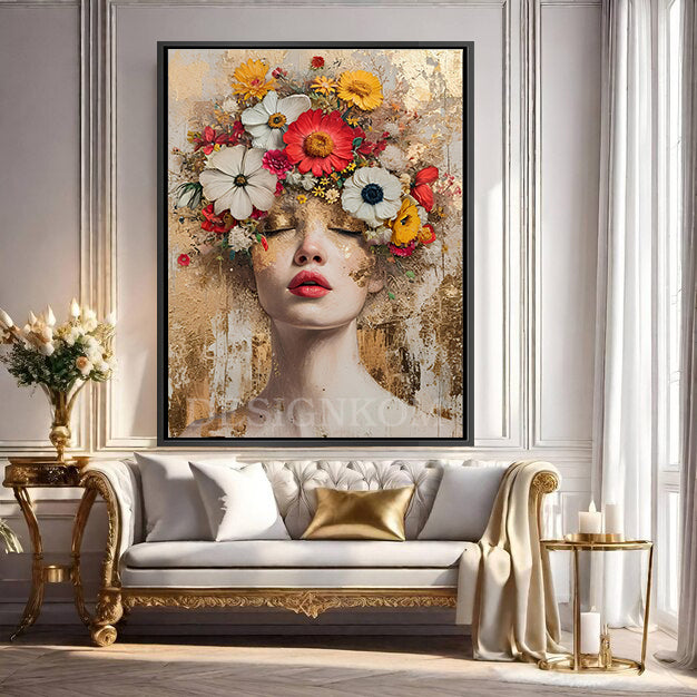 woman flowers sensation
