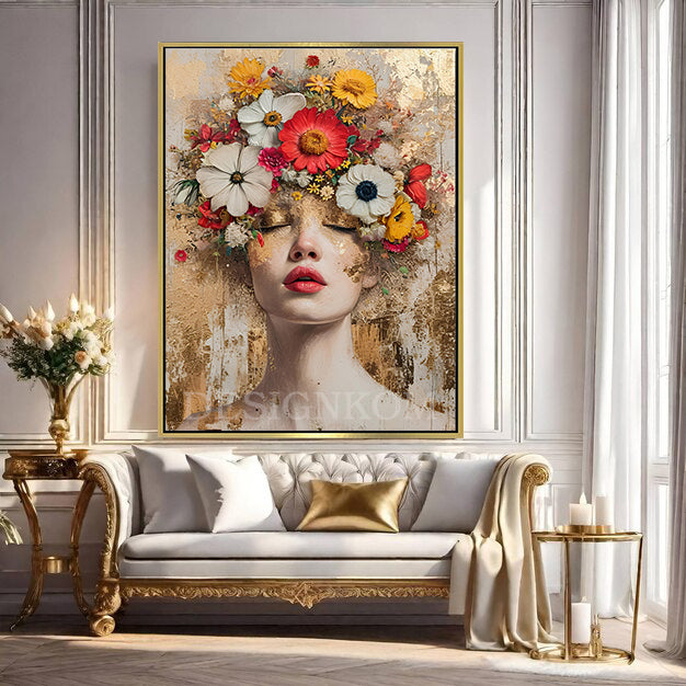 woman flowers sensation