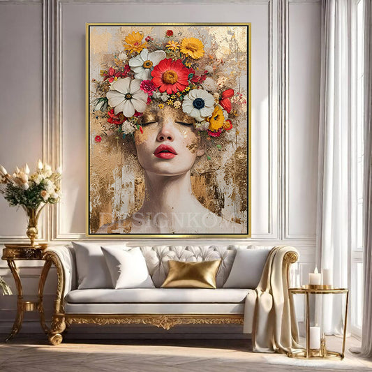 woman flowers sensation