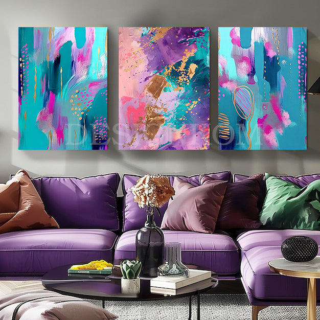 abstract modern Purple and Turquoise