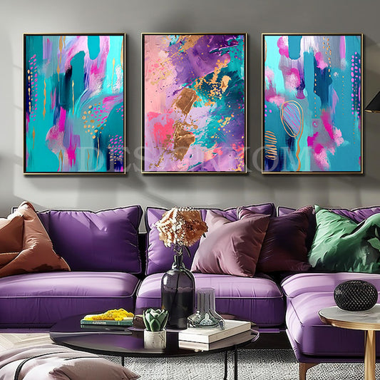 abstract modern Purple and Turquoise