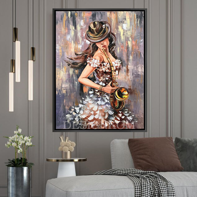 woman playing the saxophone