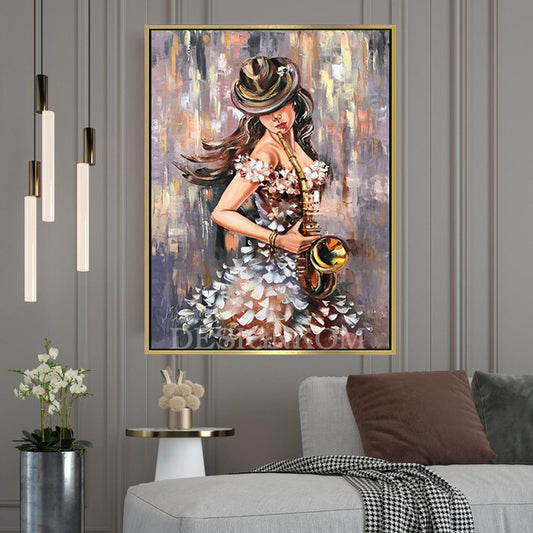 woman playing the saxophone