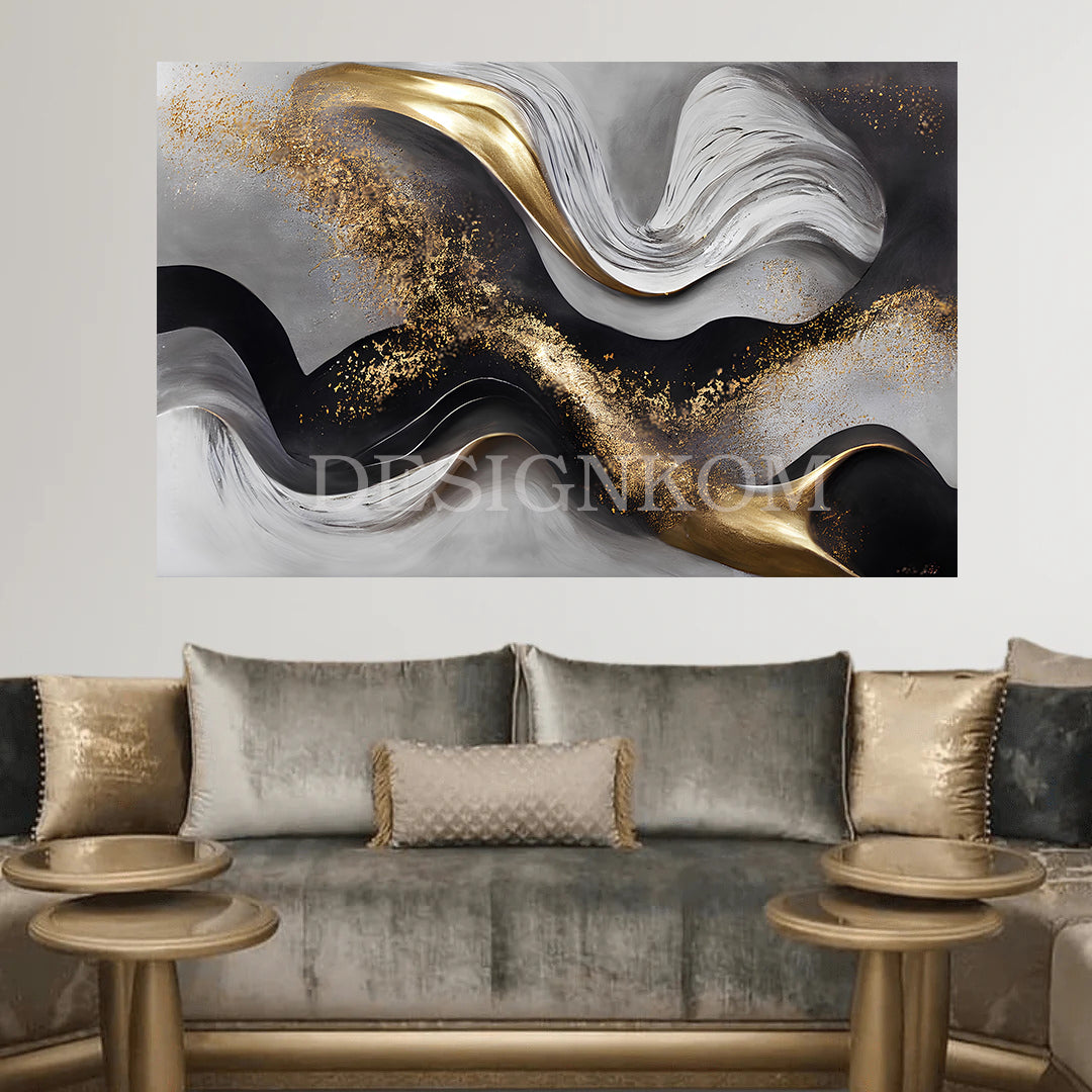 abstraction luxe noir et or