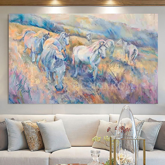 horses in mountain fields