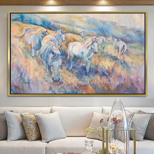 horses in mountain fields