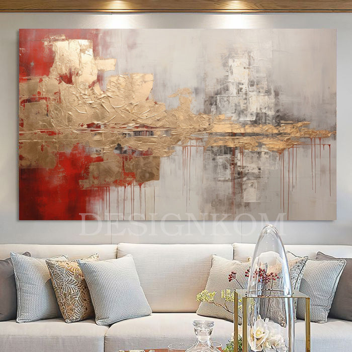 textured with red and gold reliefs